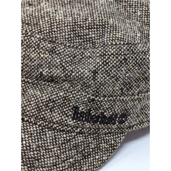Timberland Women's‎ Tweed Military Cadet Cap Hat Wool Blend Brown Y2K - Picture 2 of 7